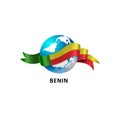 World with benin flag